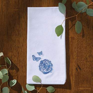 Patricia Heaton Home Florals And Flitters Embroidered Napkin Blue Set of 12 Park Designs - The Fox Decor